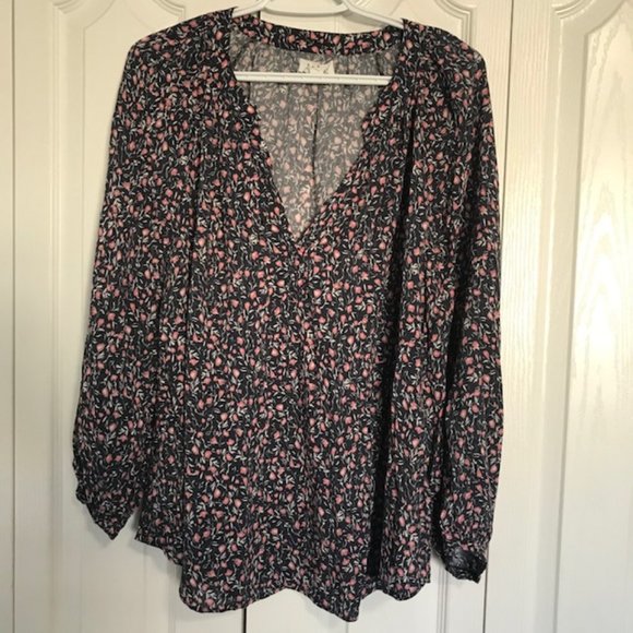 Velvet by Graham & Spencer Vintage look Floral print Peasant Blouse Ladies XL - Picture 1 of 8